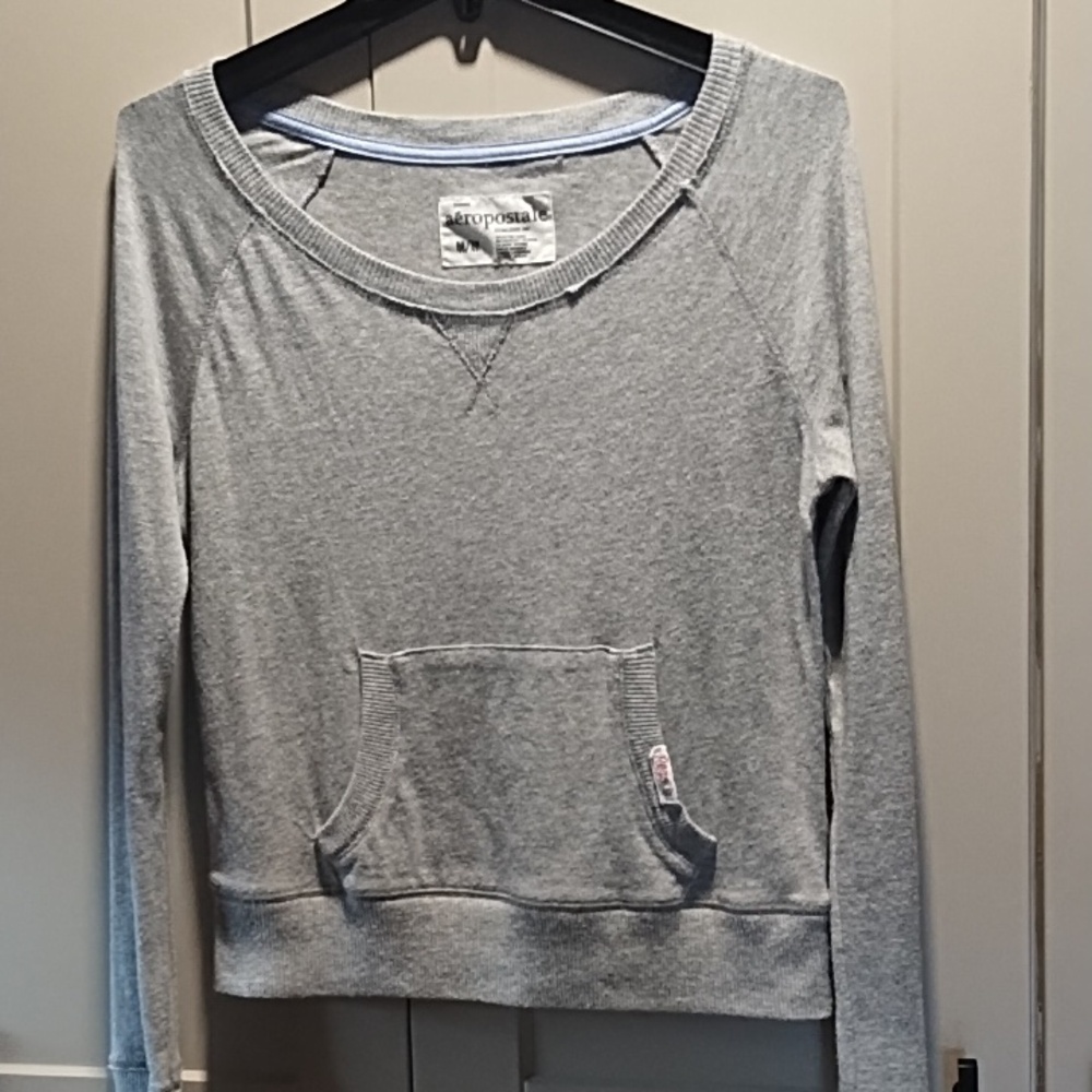 Aeropostale Light Gray Women's Scoop Neck Sweatshirt